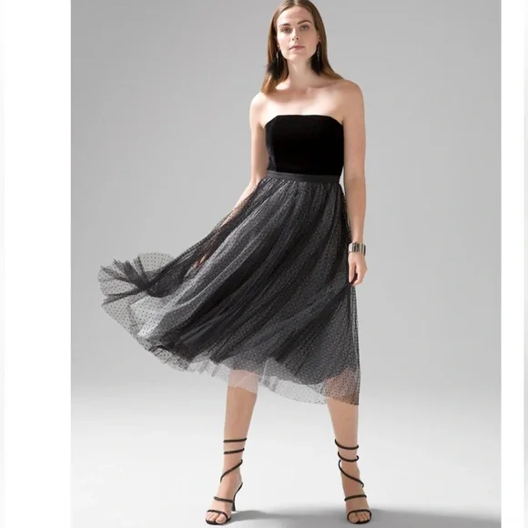 White House Black Market Strapless Velvet & Dot Dress White House Black Market Strapless Velvet & Dot Dress